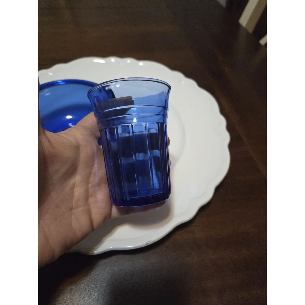 vintage Arcoroc France deep cobalt blue glass bowl  And Hazel Atlas Tumbler